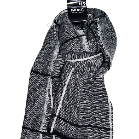 Mixit Accessories - Mixit Black Plaid Oblong Scarf Winter Neck Warmer